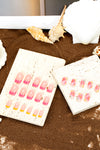 Pink French Color Block Flower Pattern Press on Nails