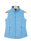 Sky Blue Plush Collared Quilted Zipped Puffer Vest