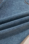 Dusk Blue Buttoned High Waist Piping Trim Flared Jeans