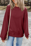 Orange Plain Drop Shoulder Crewneck Pullover Sweatshirt