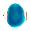 Cobalt Blue Agate Slab Cuff Golden Bracelet