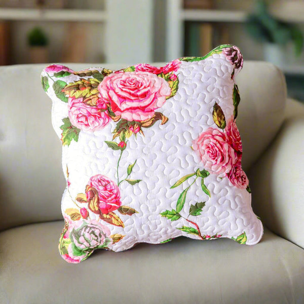 Romantic Roses Spring Floral Pink Throw Pillow Covers, 18" (JHW879)