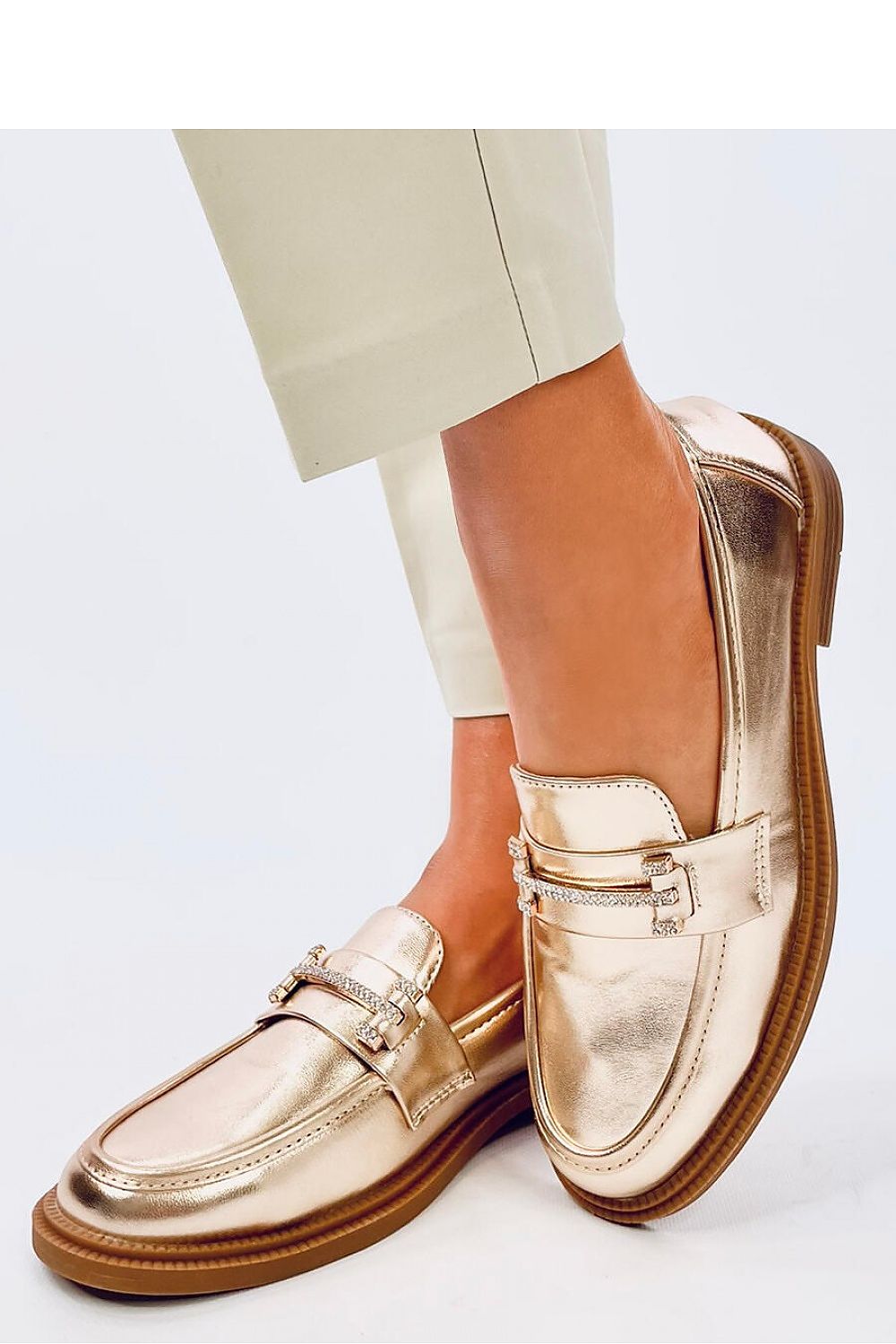 Gold Shiny Buckle Loafers