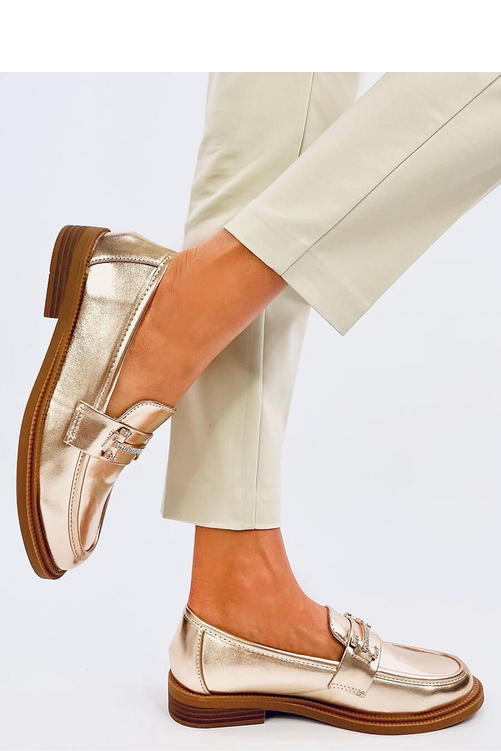 Gold Shiny Buckle Loafers