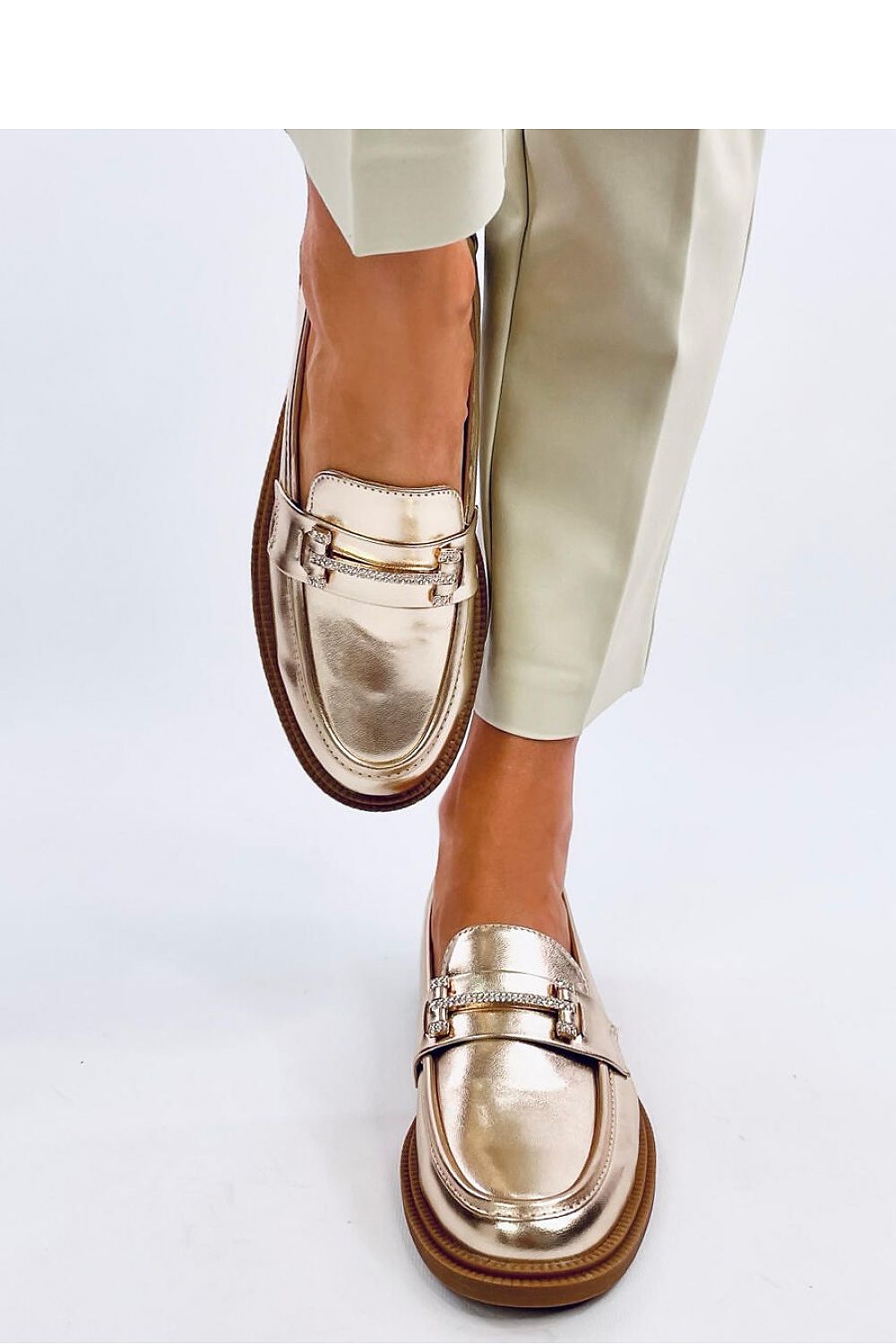 Gold Shiny Buckle Loafers