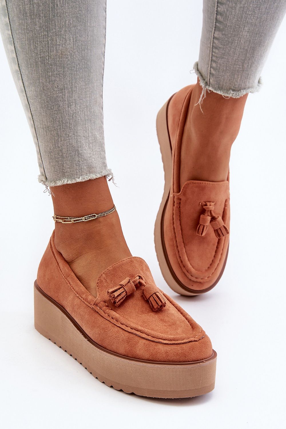 Platform Tassel Suede Moccasins