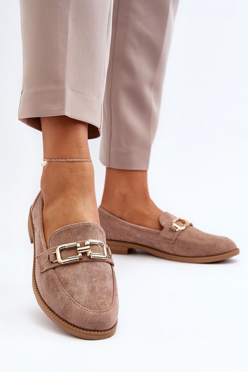 Soft Taupe Suede Loafers