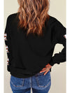 Black Touch Down Letter Bow Print Graphic Sweatshirt