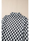 Black Checkered Print Long Sleeve Mock Neck Bodysuit