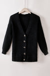 Black Solid Color Buttoned Down Casual Knitted Cardigan - Cocoa Yacht Club