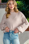 Black Chunky Knit Sleeve Drop Shoulder Sweater