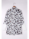 White Leopard Print Casual Open Front Cardigan