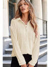 Texture Collared Neck Button Down Long Sleeve Shirt