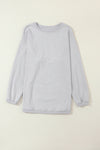 Light Grey Drop Shoulder Crinkle Rib Oversized Sweatshirt