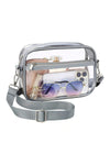 Black Multi-Pocket Contrast Edge Detachable Strap Clear Shoulder Bag