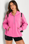 Bonbon Kangaroo Pocket Half Zipper Oversized Hoodie