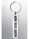 White MOM BOSS QUEEN Keyring