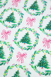 Green Bow Christmas Tree Print Contrast Striped Trim 2pcs Lounge Set