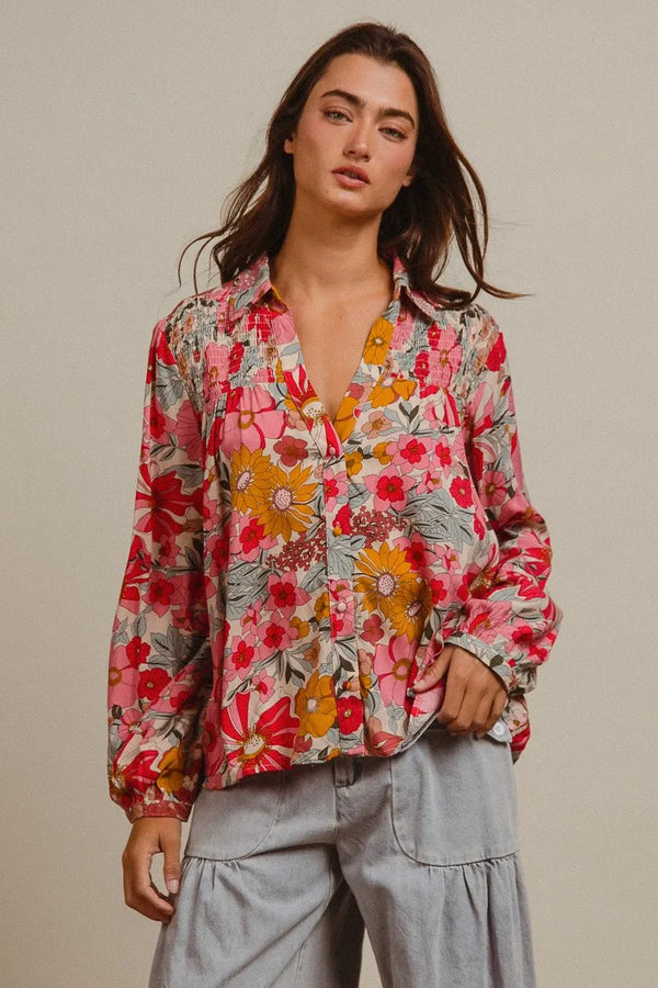 BiBi Woven Floral Printed Shirt Top