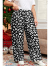 Leopard Print Wide Leg Pockets Plus Size Pants