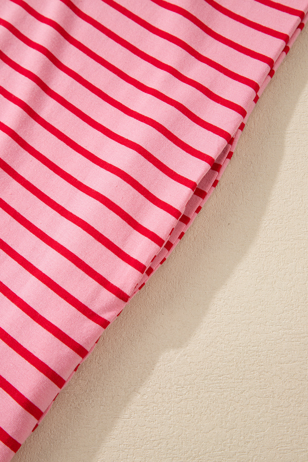 Strawberry Pink Striped Drop Sleeve Loose Dress