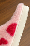 Fiery Red Valentines Heart Pattern Winter Fuzzy Slippers