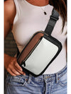 White Color Block Adjustable Belt PU Leather Crossbody Bag