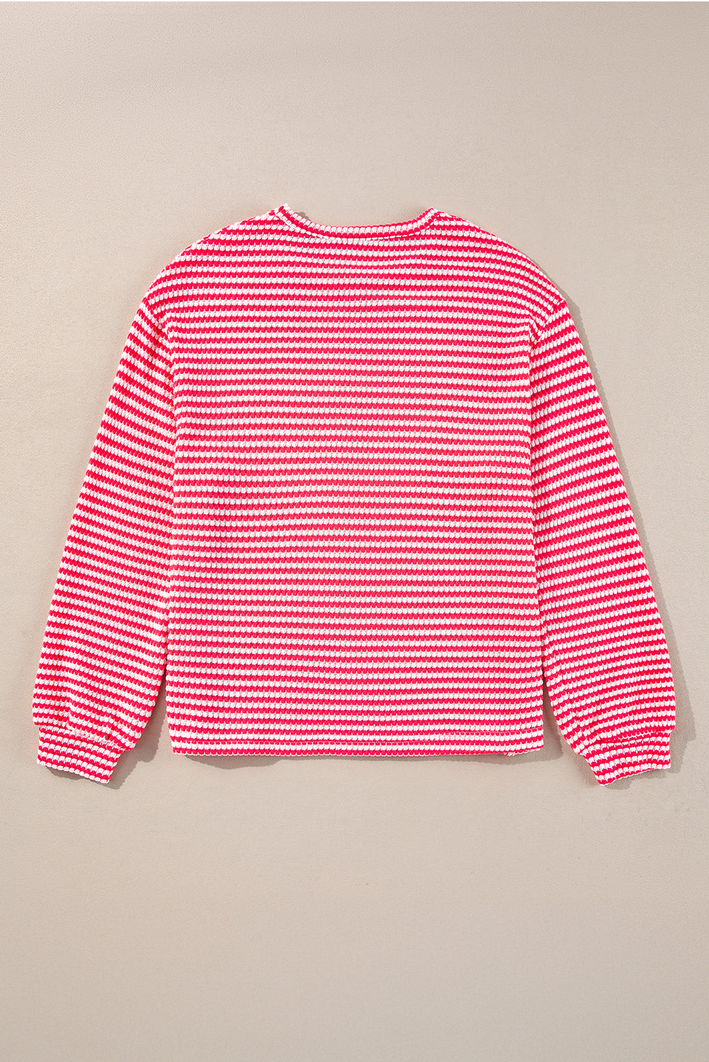 Black Striped Round Neck Drop Shoulder Long Sleeve Top