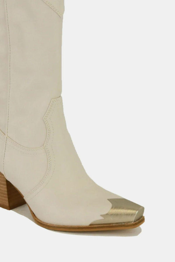 MayFair Metal-Toe Block Heel Ankle Boots