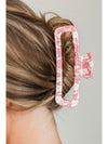 Pink Floral Printed Hollow Out Hair Claw