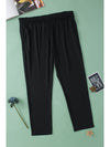 Black Plus Size Smocked High Waist Pocketed Soft Pants