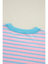 Pink Stripe Contrast Trim High Low Tunic Sweatshirt