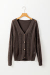 Beige Hollow Knit Drop Shoulder Cardigan