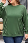 Apricot Loose Patchwork Crewneck Plus Size Sweatshirt