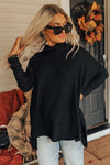 Black Cowl Neck Loose Fit Tunic Long Sleeve Top