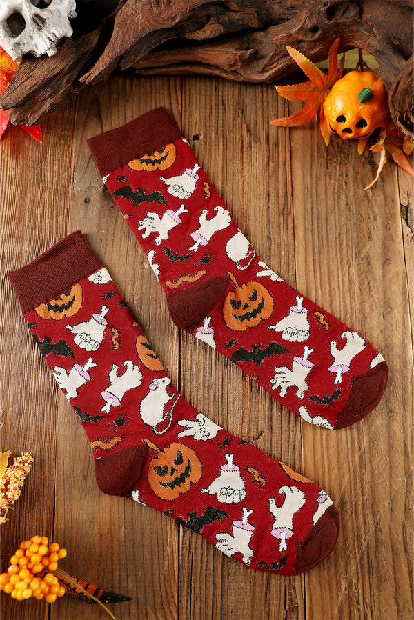 Fiery Red Spooky Hand Halloween Socks