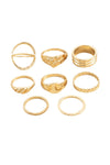 Gold 8Pcs Minimalism Alloy Ring Set