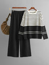 Basic Bae Striped Round Neck Long Sleeve Top and Pants Sweater Set