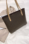 Camel Leopard Print PU Leather Tote Bag