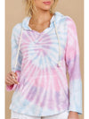 Drawstring Tie-Dye Long Sleeve Hoodie - Cocoa Yacht Club