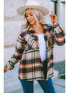 Brown Plaid Button Up Long Sleeve Flannel Shacket