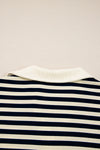 Blue Striped Long Sleeve V Neck Top