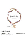 Gold Sun Pendant Chain Scarf Necklace