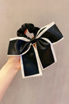 Black Contrast Trim Satin Bow Knot Hair Scrunchie