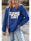 Dark Blue GAME DAY Glitter Detail Graphic Drop Shoulder Sweatshirt