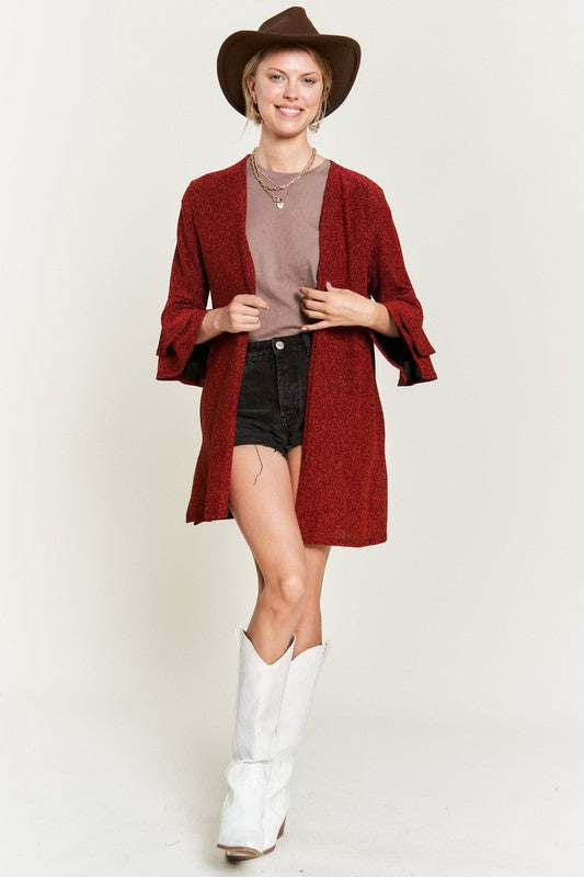 Glitter bell sleeve kimono style cardigan PLUS