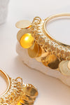 Gold Gorgeous Disc Tasseled Hoop Earrings