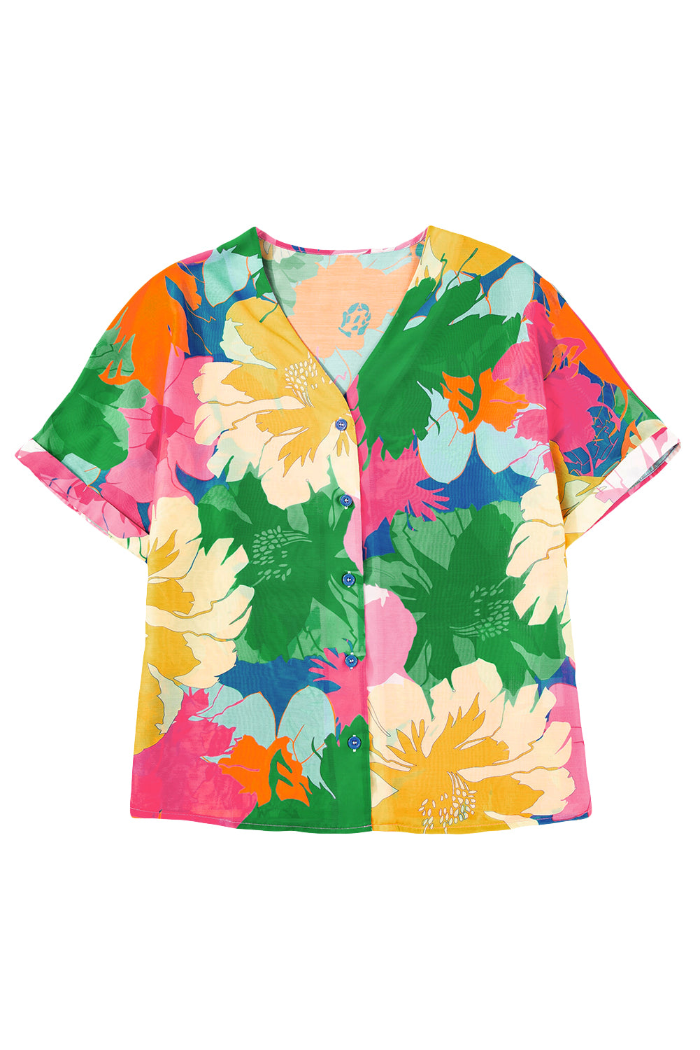 Multicolour Boho Floral V-Neck Dolman Blouse