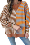 Pink Stripe Colorblock Drop Shoulder Oversize Sweatshirt