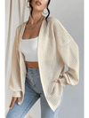 Beige Textured Lantern Sleeve Open Kimono